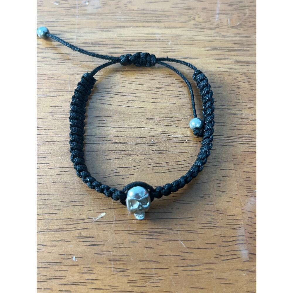 Whimsygoth Bracelet Lot of 4 Black Beaded Skull Yin Yang Boho Goth Festival - Picture 2 of 6
